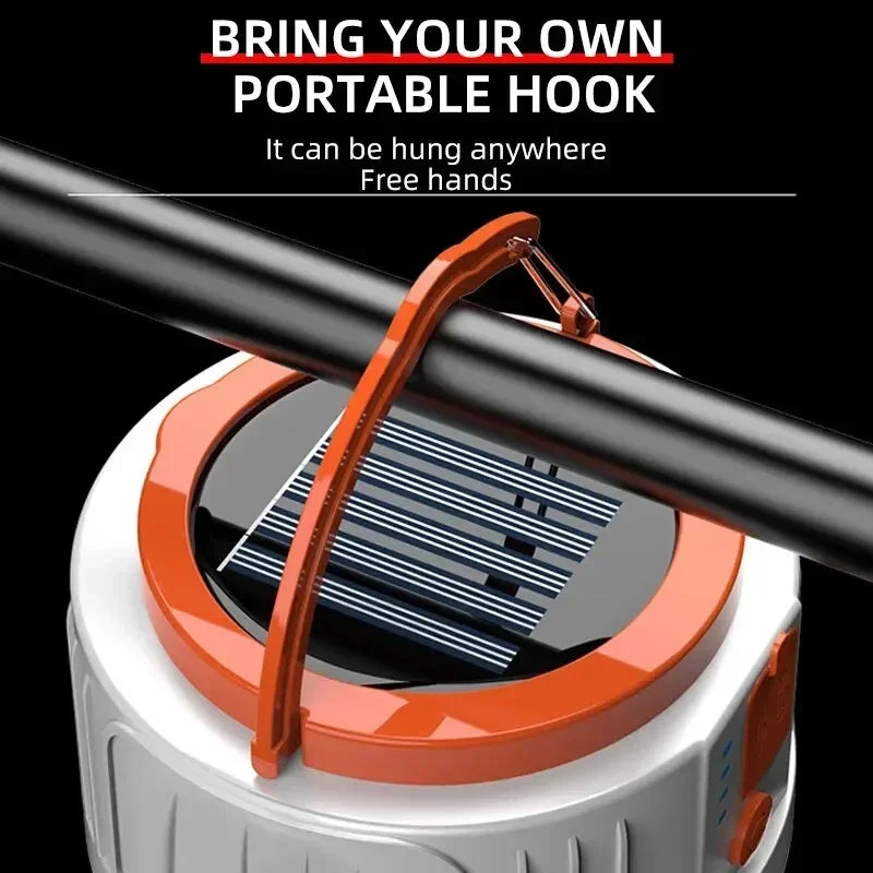 Nomvero Solar Camping Lantern – USB-C Rechargeable Outdoor Light & Power Bank.