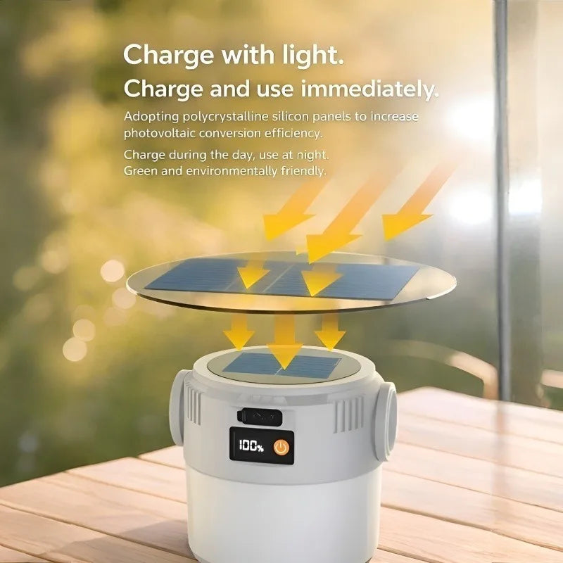 Nomvero Solar Camping Lantern – USB-C Rechargeable Outdoor Light & Power Bank